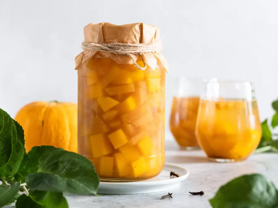 Готовое блюдо компот из тыквы и яблок
