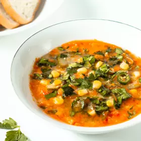Сырный суп с овощами
