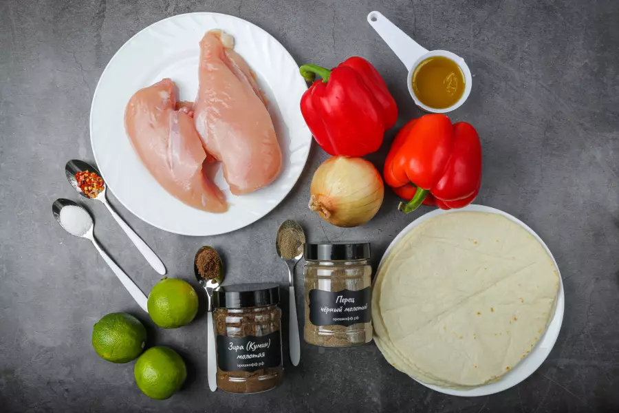 Ингредиенты для рецепта фахитос с курицей