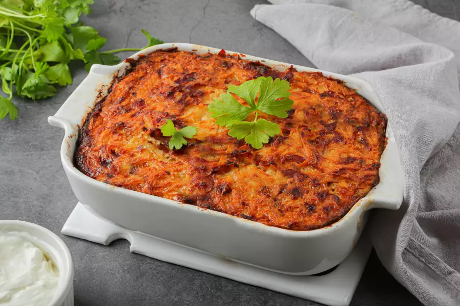 Готовое блюдо картофельная запеканка «кугелис»
