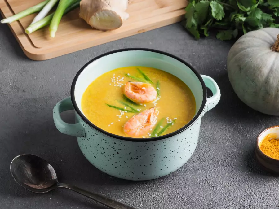 Готовое блюдо тыквенный суп со вкусом карри