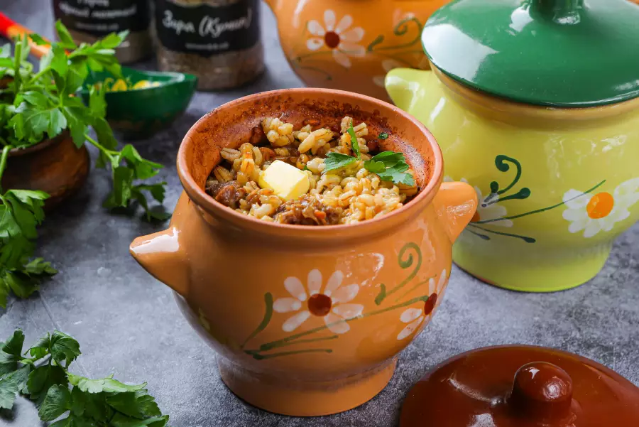 Готовое блюдо перловая каша с мясом