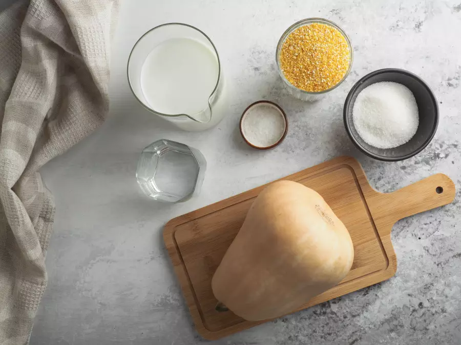 Ингредиенты для рецепта кукурузная каша с тыквой
