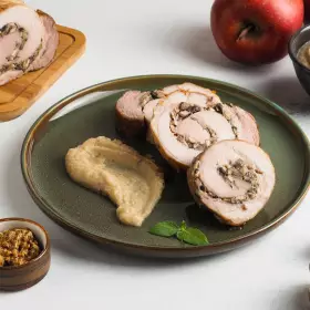 Рулет из свинины с грибами