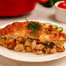 Запеканка с курицей и грибами