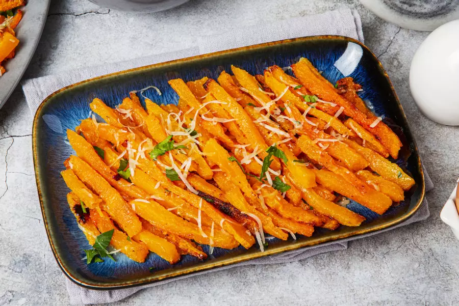 Готовое блюдо тыква запечённая в духовке кусочками