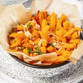 Тыква запечённая в духовке кусочками