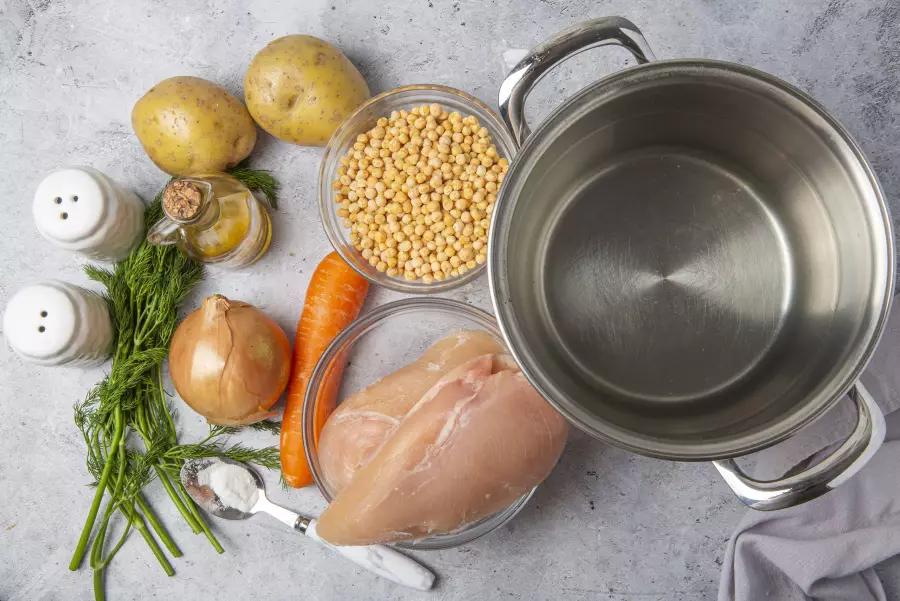 Ингредиенты для рецепта гороховый суп с курицей