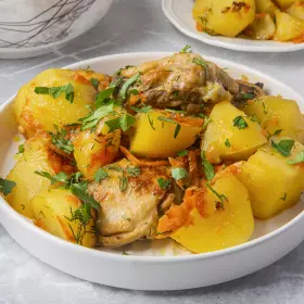 Тушёная картошка с курицей