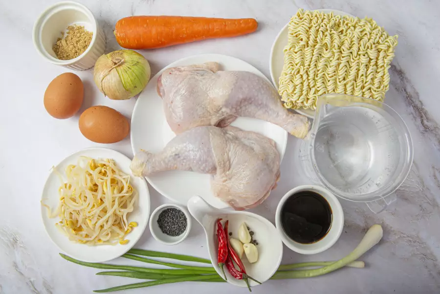 Ингредиенты для рецепта суп рамен с курицей