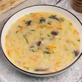 Сырный суп с грибами