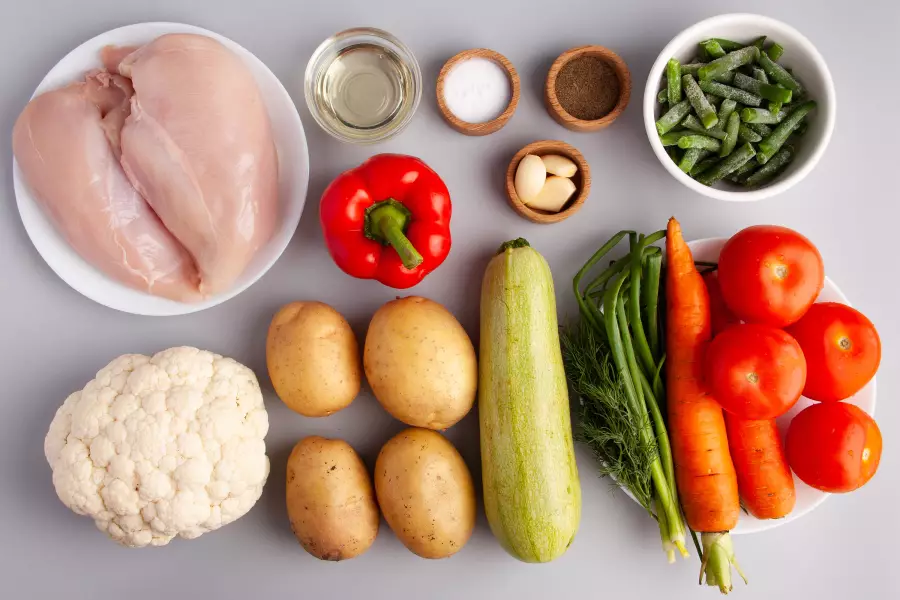 Ингредиенты для рецепта овощное рагу с курицей