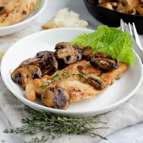 Жареная курица с грибами