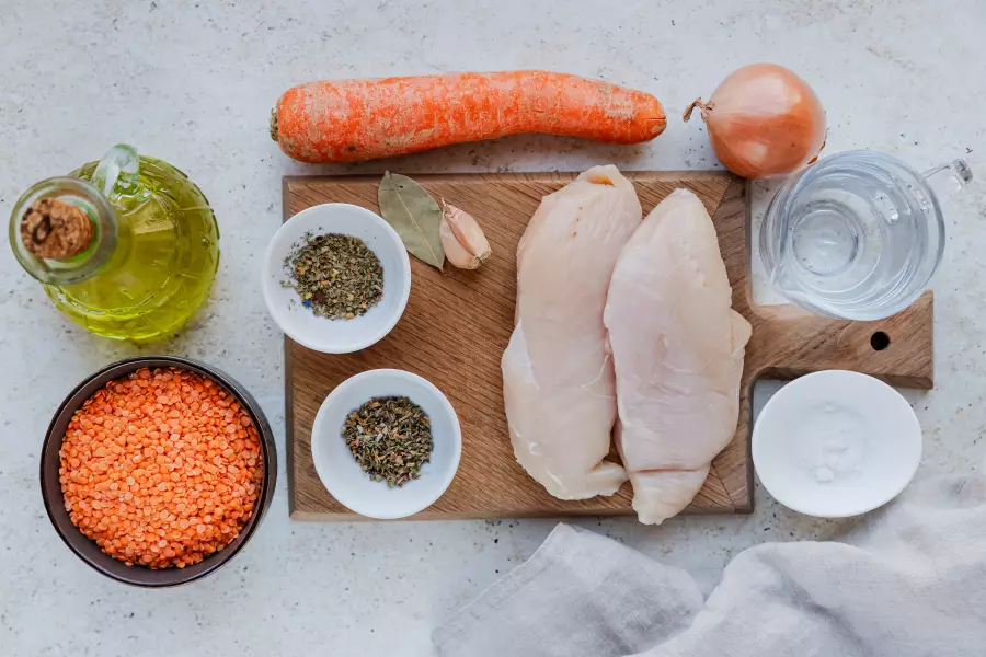 Ингредиенты для рецепта чечевица с курицей
