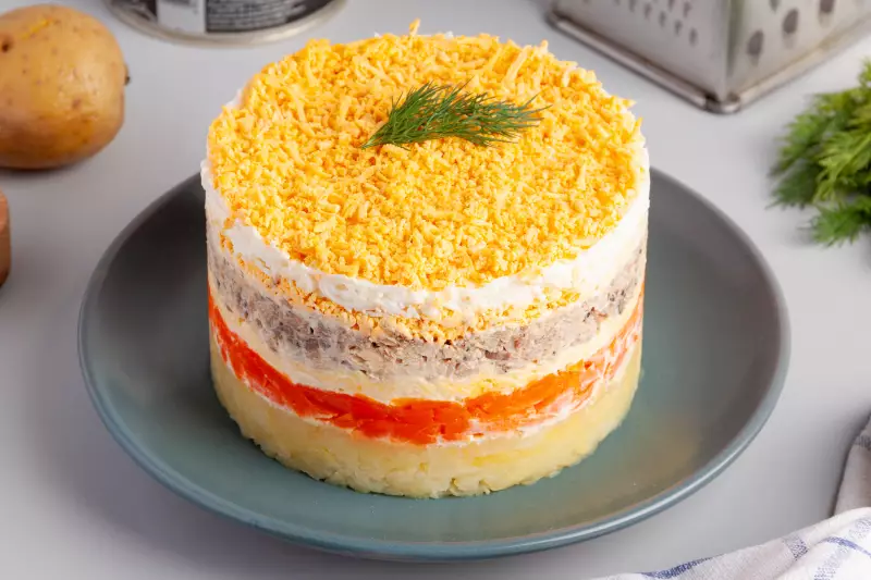 Салат Мимоза с картошкой