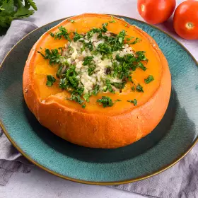 Тыква с мясом в духовке