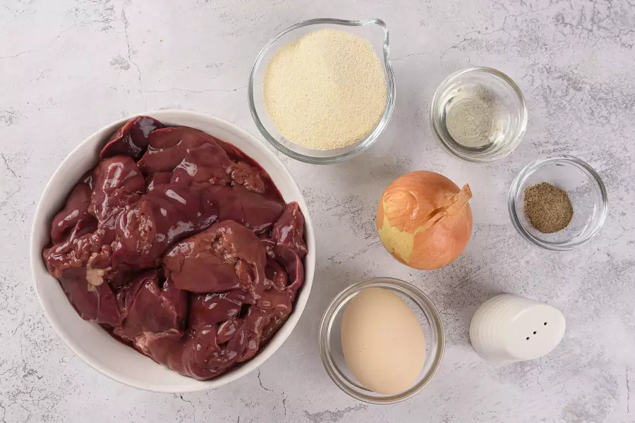 Ингредиенты для рецепта котлеты из куриной печени