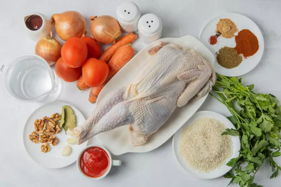 Ингредиенты для рецепта харчо с курицей