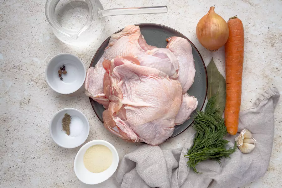 Ингредиенты для рецепта холодец из курицы с желатином