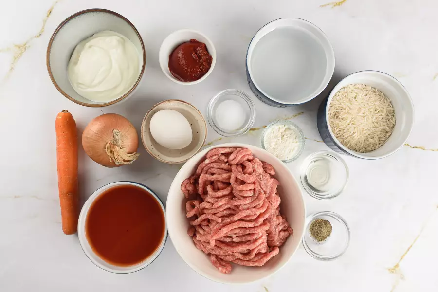 Ингредиенты для рецепта ёжики в томатном соусе