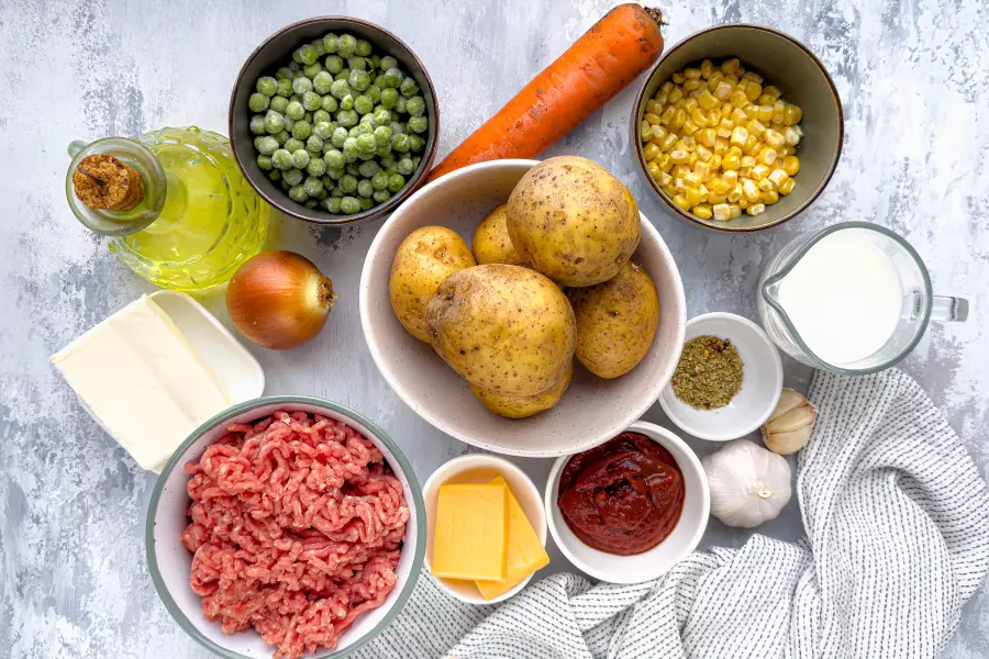 Ингредиенты для рецепта картофельная запеканка с мясом