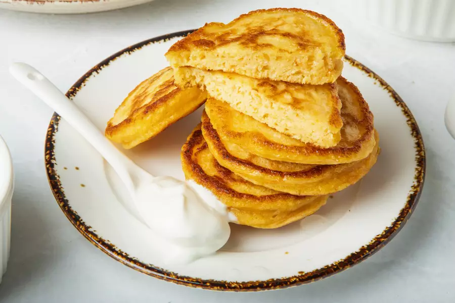 Готовое блюдо оладьи с тыквой