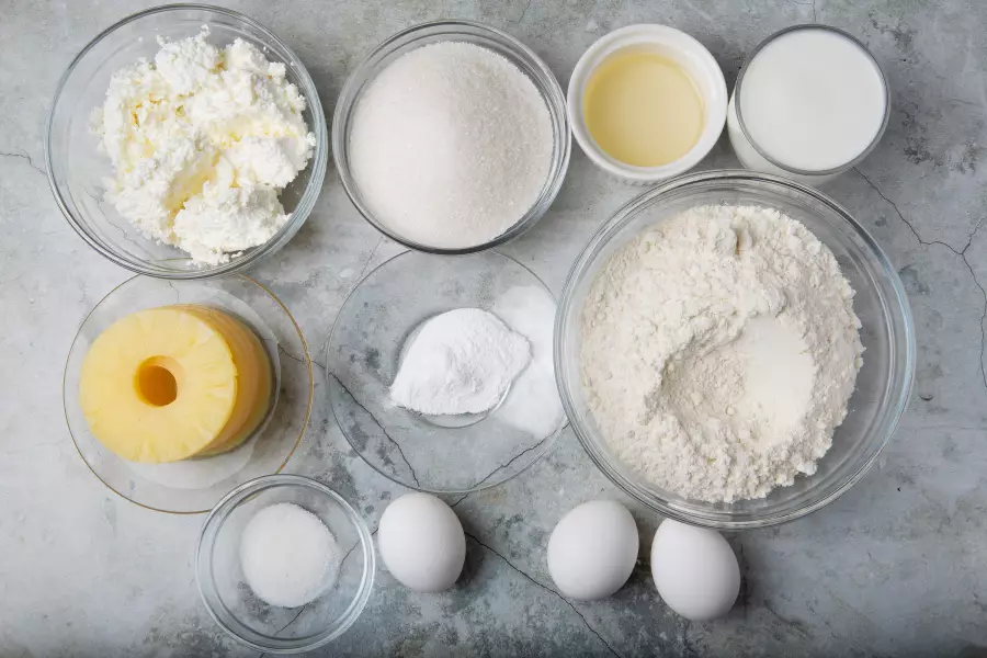 Ингредиенты для рецепта пирог с ананасами