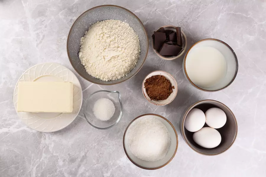 Ингредиенты для рецепта кекс с какао в духовке