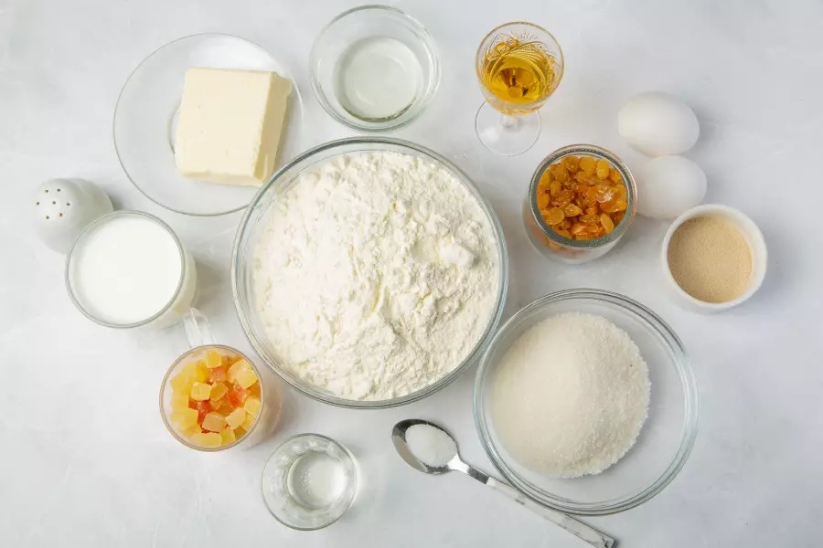 Ингредиенты для рецепта кулич сахарный