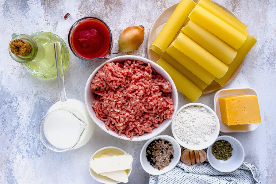 Ингредиенты для рецепта каннеллони с фаршем в духовке