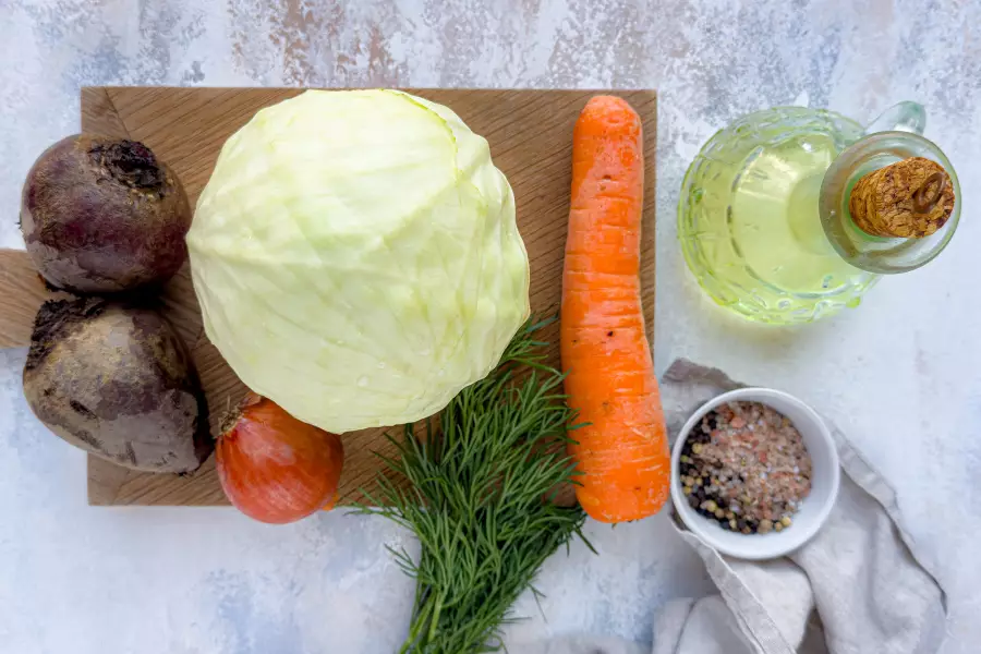 Ингредиенты для рецепта салат щётка