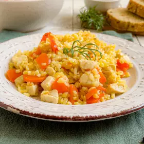 Булгур с курицей и овощами