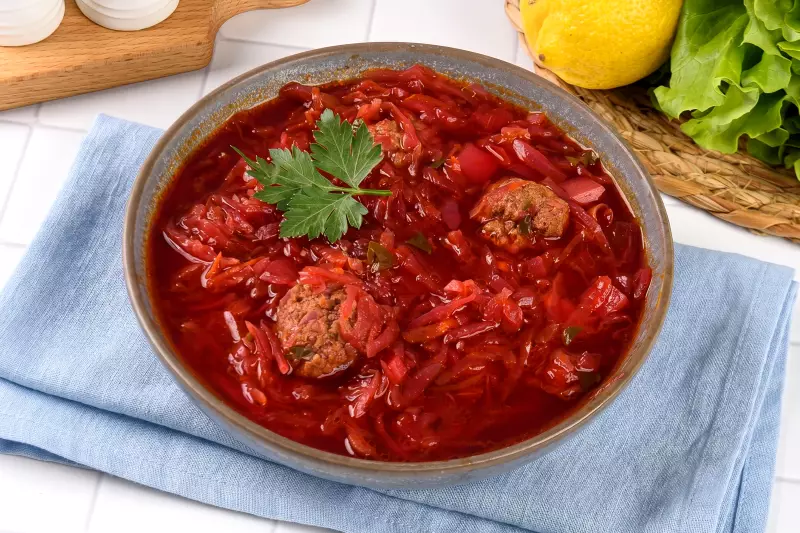 Борщ с фрикадельками