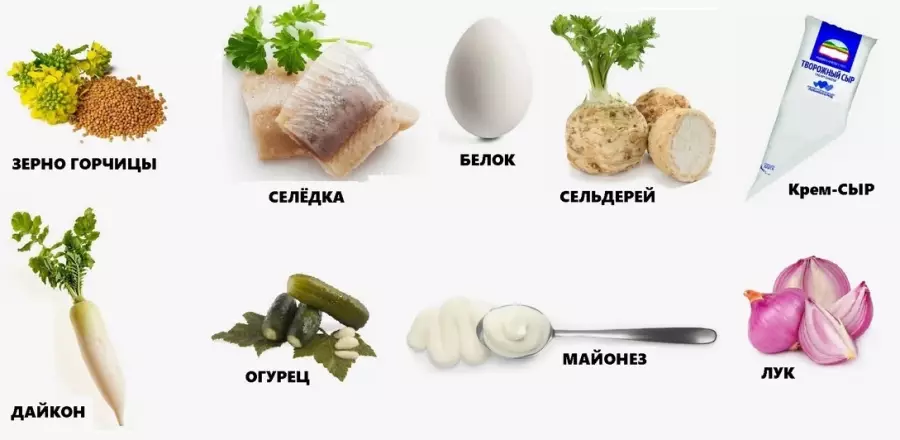 Ингредиенты для рецепта сельдь митье