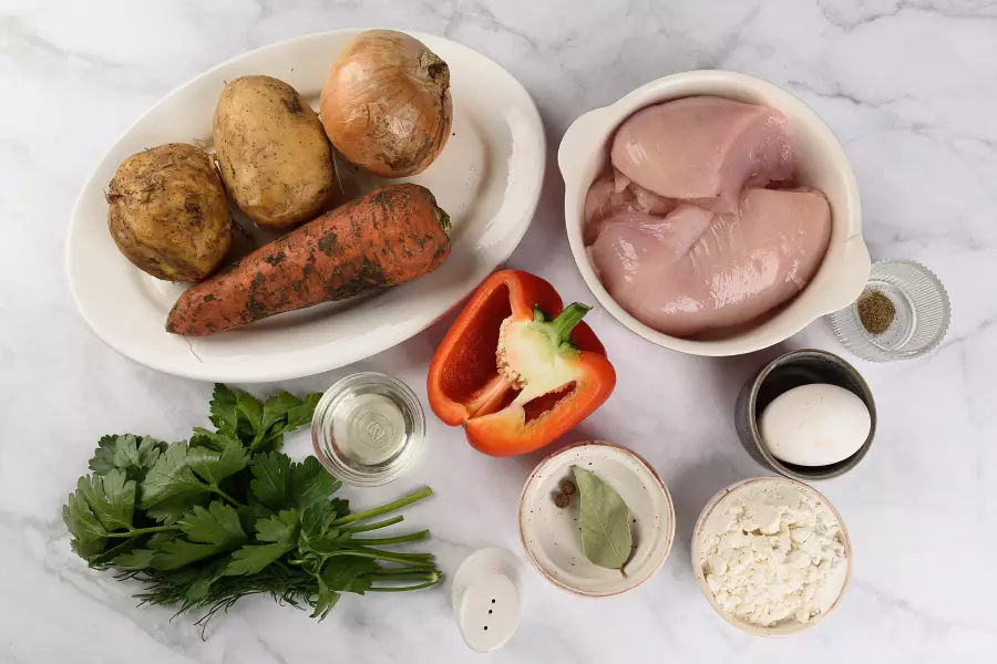Ингредиенты для рецепта куриный суп с клёцками